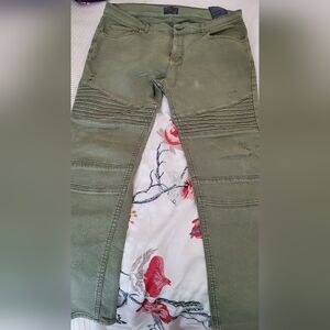 Zara Khaki Green Denim Pants